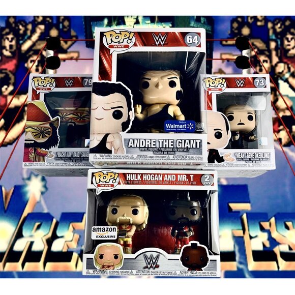 Funko WWE 80’s Wrestler Lot! Hulk Hogan Andre The Giant Macho Man Mr. T Gene